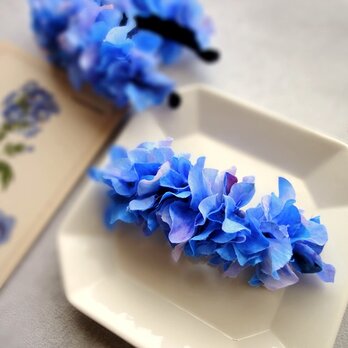 バレッタ ■ 水彩画トーン 紫陽花 ■ ブルーの画像
