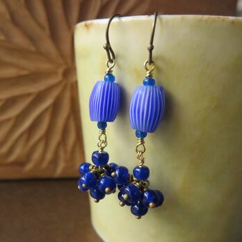 アンティーク　オニオンスキン　＋　青　ピアス＆イヤリング　百世 momotose（西）