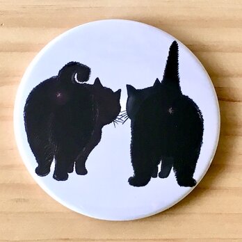 猫さんのお出かけ缶バッチミラー「クロニャンコとクロニャンコ」の画像
