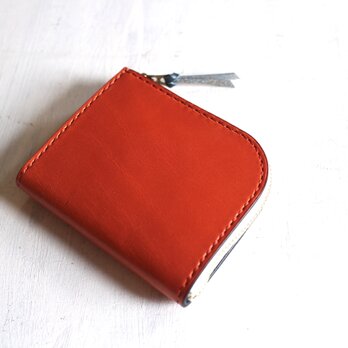 【一点物即納品】L字ファスナー小さい財布 ～栃木アニリンオレンジ×栃木アニリン青～の画像