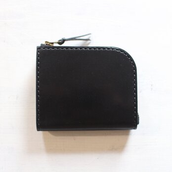 【受注生産品】L字ファスナー小さい財布 ～栃木ブラックサドル オールブラック～の画像