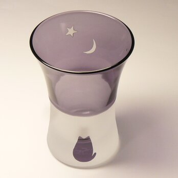 猫と三日月と金星の 一口グラス A　紫（1個）の画像