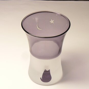 猫と三日月と金星の 一口グラス B　紫（1個）の画像