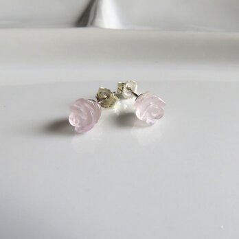バラのローズクォーツ　ピアス　ME0420-001