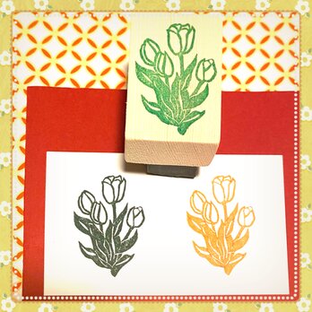 ✿春の花はんこ〓【チューリップ】3×4.5㎝の画像