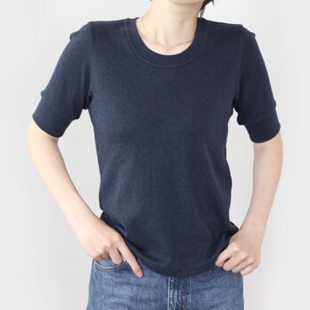 日本製オーガニックコットン 形にこだわった 大人の4分袖 袖口リブTシャツ【サイズ・色展開有り】の画像