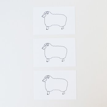 一筆書きの羊（ポストカード）3枚セットの画像