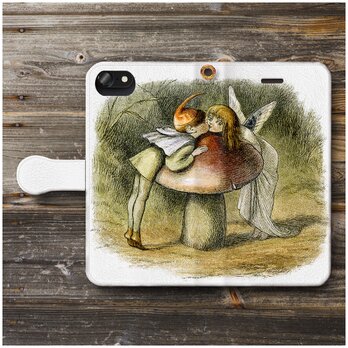 【ヴィンテージバレンタインカード きのこの妖精】スマホケース手帳型 全機種対応 iPhone11の画像