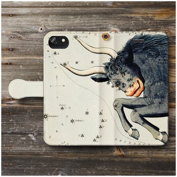 【おうし座 天文図 シドニーホール オールドポスター】スマホケース手帳型 全機種対応 iPhone11の画像
