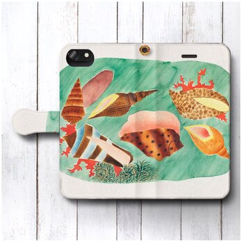 【海藻と貝殻 Mary Altha Nims】スマホケース手帳型 全機種対応 iPhone11 Galaxyの画像