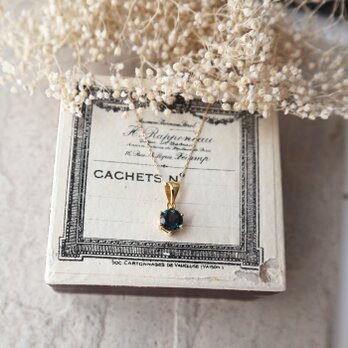 【K10】宝石質ロンドンブルートパーズの一粒ネックレス(ファセットカット)の画像