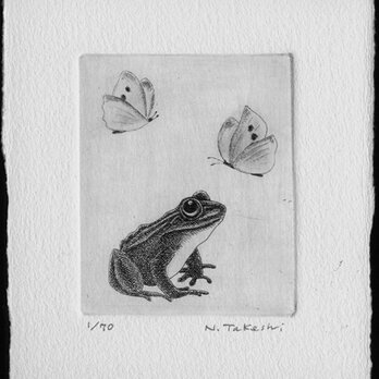 蝶と蛙 / 銅版画 (作品のみ）の画像