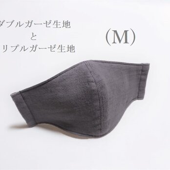 横顔キレイなガーゼ立体マスク＊Mサイズ＊（ライトチャコールグレー・５重ガーゼ）
