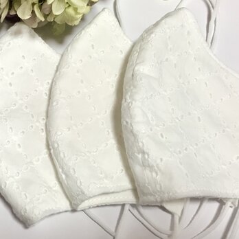 コットンレースのマスク ３枚セット  ⑦