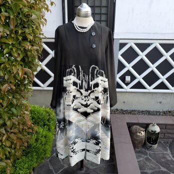 　着物リメイク　ハンドメイド　夏　絽の留め袖　コートドレスの画像