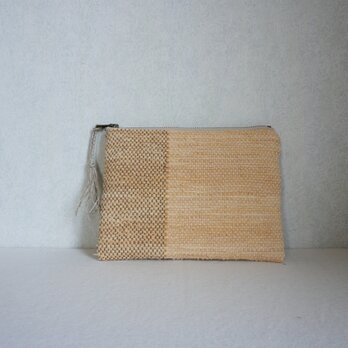 裂き織りのフラットポーチ [草木のいろ・玉ねぎ]の画像