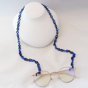 メガネ留めチェーンネックレス（ブルー）の画像