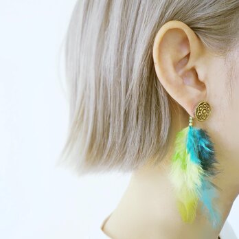 フェザーピアス 2ウェイ vintage btn earrings 2way <PE4-0420>の画像