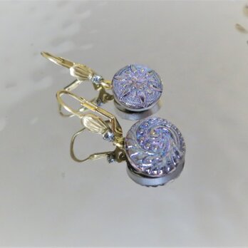 ヴィンテージガラスボタン ピアス vintage btn earrings <PE6-0420>の画像