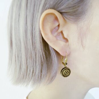 ヴィンテージガラスボタン ピアス vintage btn earrings <PE7-0420>の画像