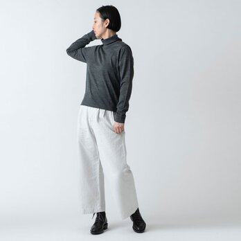 HANDROOM WOMEN'S コットンリネンヘリンボーン ワイドパンツ　オフホワイト