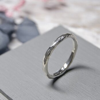 でこぼこ シルバープレーンリング 2.0mm幅 鎚目 シルバー950｜SILVER RING 指輪 シンプル｜241の画像