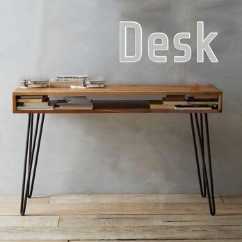 オーダーメイド 職人手作り パソコンデスク テーブル オフィス インダストリアル アイアン 無垢材 家具 木製 LR2018の画像