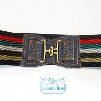 ゴムベルト　マルチカラー×デニム