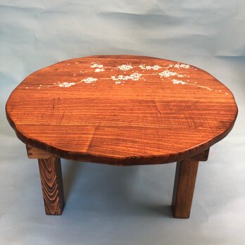 在庫：1 折りたためる丸座卓　センターテーブル　木のテーブル　かわいい丸い座卓の画像