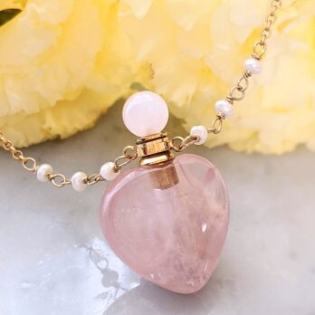 ローズクォーツ パフュームボトルネックレス
