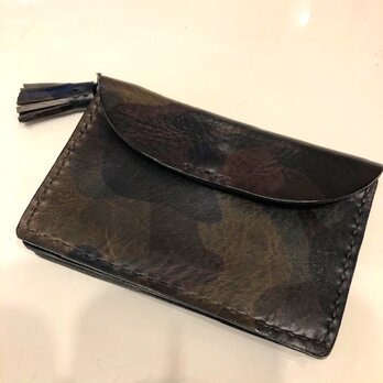 イタリアンレザー エル・ヴァケーロとアリゾナ・黒のコンパクトなじゃばら財布の画像