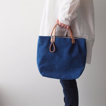 手染め帆布トートバッグSサイズ　□紺色□の画像