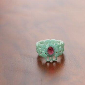 【マクラメ】ピンクトルマリンの指輪の画像