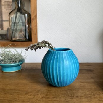 花瓶・植木鉢 ターコイズブルー ハンドメイド・アンティーク