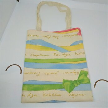 パステル　リボンのミニバッグ　ミニポーチつき