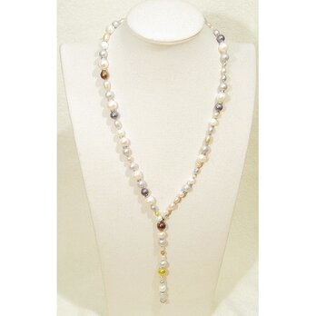 本真珠（淡水）のYネックレス（ロングネックレス、ナチュラルカラー）の画像