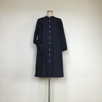大島紬のワンピース    スタンドカラー   着物リメイクの画像
