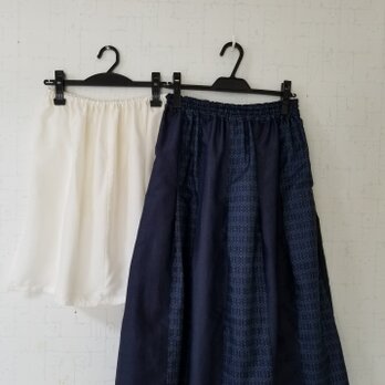 大島紬リメイク　パッチスカート　ペチコート付きの画像