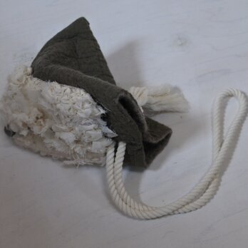 手織り布付き wool と cottonでつくられた ３way テトラbag 3.の画像