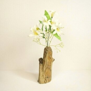 【温泉流木】2面の違った美しさがある丸太流木の一輪挿し 花器 花瓶 流木インテリアの画像