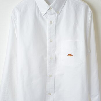 ボタンダウンシャツ【ホワイト】；クロワッサン刺繍付きの画像