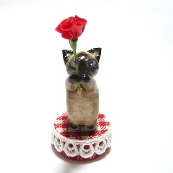 オーダーのお品○にゃんことカーネーション〇母の日〇ミニチュア〇ねこ