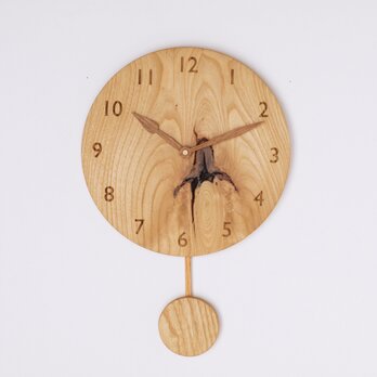 木製 振り子時計 丸型　栗材14の画像