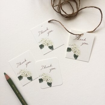 小さな白い紫陽花のメッセージカード タグ 40枚の画像