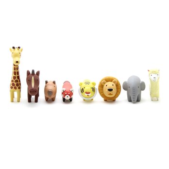 動物フィギュア/ミニチュア　アニマルセット（ライオン、象、虎、アルパカ、麒麟、馬、カピバラ、レッサーパンダ）の画像