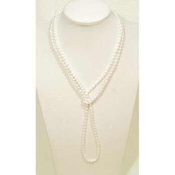 約160cm本真珠（淡水）のロングネックレス（5.0-4.5mm、ホワイト、ナチュラルカラー）の画像