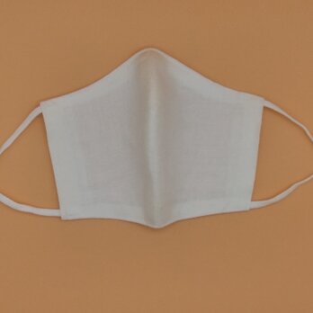 リネン×国産ガーゼのシンプル立体マスク（調節ゴム・ポケット付き）の画像