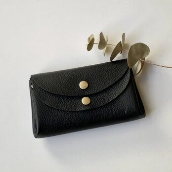 【ブラック】牛革のコロンとかわいい小さなお財布　の画像