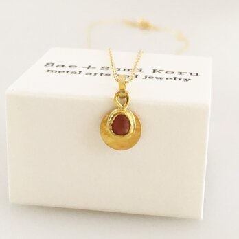 K24 Pure Gold+Raw Red Spinel◆純金 レッドスピネル原石ペンダントトップの画像