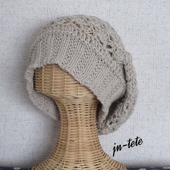 くったり帽子：松編み模様（グレー）の画像